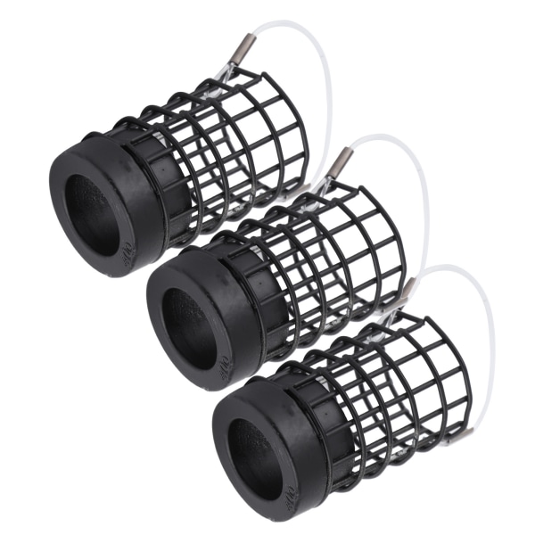 3 stk. Fiske Agnsbur Hollow Rustfrit Stål Fodring Lokkefælde Tackle Tilbehør Sort 40g