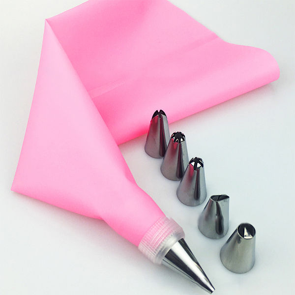 Silikon-glasur Piping Krembakelsepose Munnstykke i rustfritt stål Bakeware Converter DIY Cake Decorating Tools