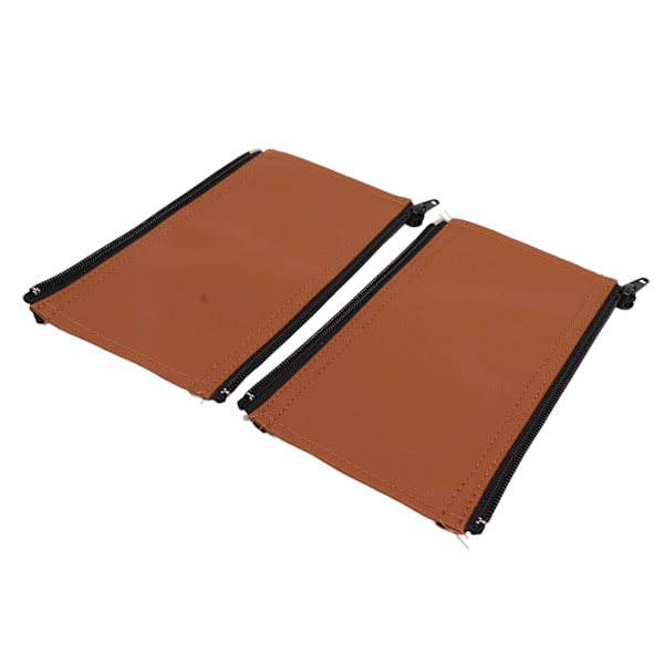 2 Pcs Stroller Handle Sleeve Zipper Cleanable Soft Comfortable Elastic Stroller PU Leather Cover Brown