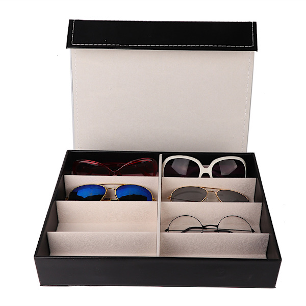 Elegant 8 Rums Brilleæske Solbriller Organizer Brille Display Opbevaringskasse