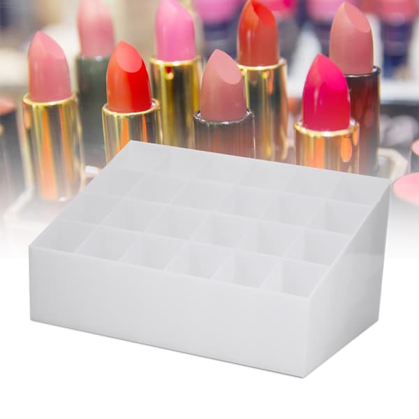 24 Gitre Læbestiftholder Display Stativ Kosmetisk Organizer Makeup Opbevaringsboks (Hvid)