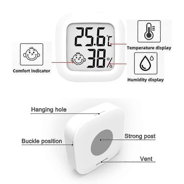 2 stk. indendørs LCD-termometer hygrometer, digitalt indendørs termometer, bærbart temperatur- og fugtighedsmonitor 2 stk. blå