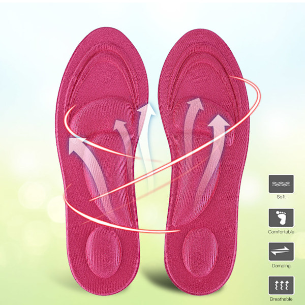 Ortotiske indlægssåler Flade fødder Arch Support Memory Foam indlægssål Sko Pad Comfort Rose Red til kvinder