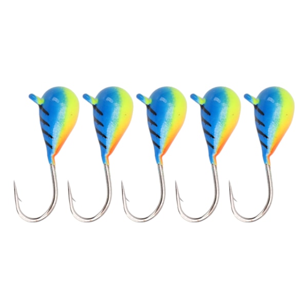 5 stk Isfiske Jiggsett Høykarbonstål Isfiskekroker Lokke for Bas Abborre Crappie Micro 5MM