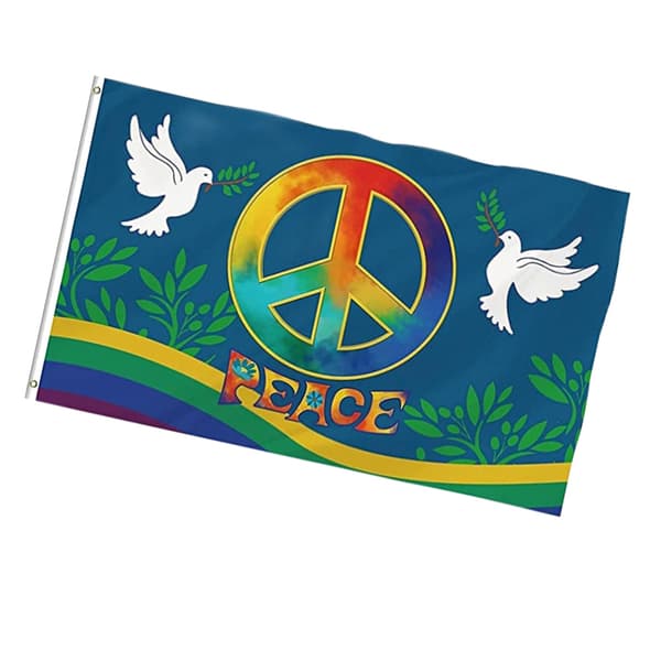 Verdensfredsflag 90 x 150 cm Stor fredsflag i polyester til havens legeplads