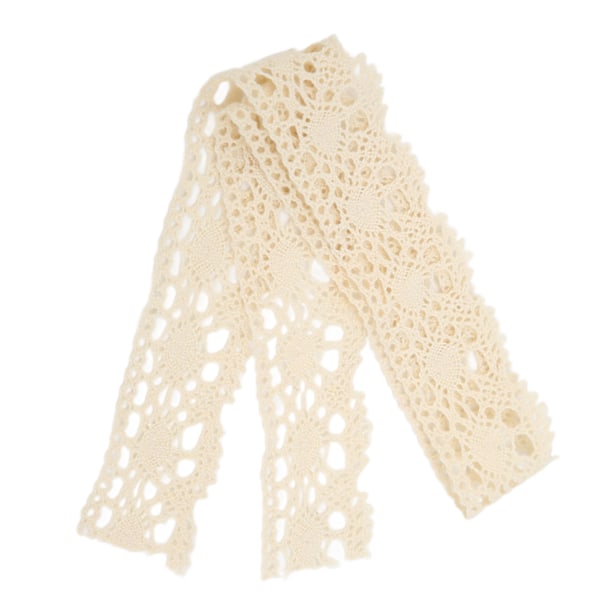 Spetsband DIY Bomullsnät 4cm Bredd 10 Yards Utsökt Tygbandsspets för Gardiner Kläder Duk Presentdekoration Beige