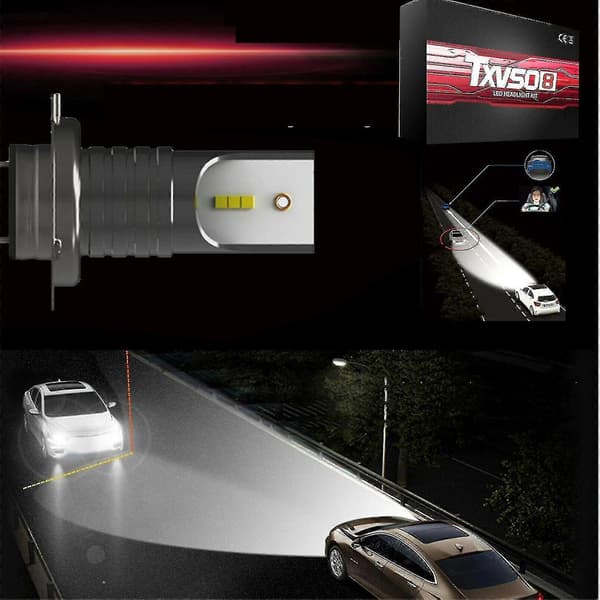 110w 30000lm H7 LED-frontlys konverteringssett for biler, globeformede Canbus-pærer med frontlys 6000k