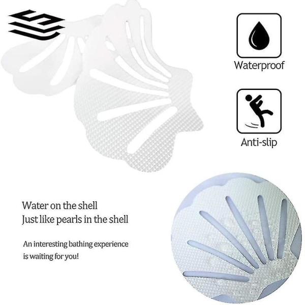 Shell Badeværelse Anti-Slip Sticker 7 * 9 cm (12 stykker) Gennemsigtig