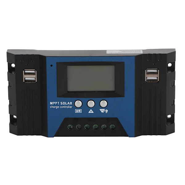 12V 24V Solcelleladningsregulator med 4 USB-porte 5V 2.5A Justerbare parametre LCD-skærm til hjem, campingvogn, båd 30A