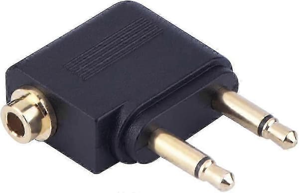 Lentokoneadapterit kuulokkeille (3 kpl, musta)
