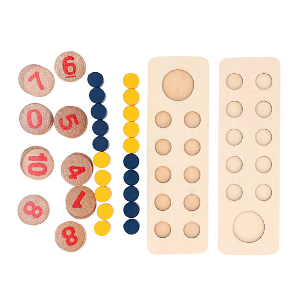 Træ Tællepinde Legetøj med Opbevaringspose Ti Gitter Array Uddannelsesmæssige Nummer Sortering Matematik Spil