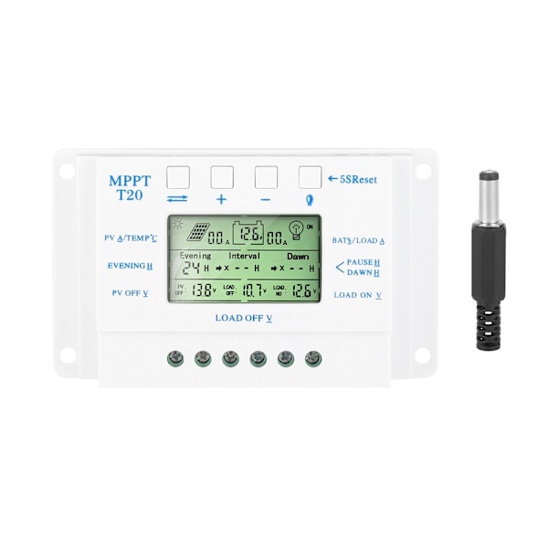 Solcelleladningsregulator PWM 12V/24V Auto PWM Regulator LCD-skjerm