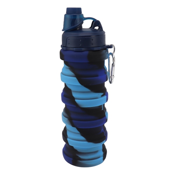 Foldbar Vandflaske 500 ml Fødevarekvalitet Silikon Bærbar Foldbar Sportvandflaske til Udendørs Rejser Fitness Camping Vandreture Blå