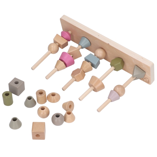 Stack matchande set pedagogiskt trä med 10 kort geometrisk form Blocks staplingsleksak för barn