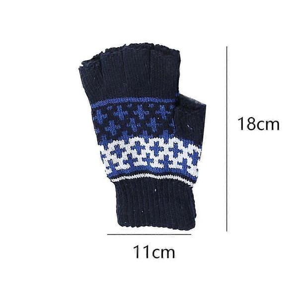 【LD】Unisex Halvfinger Vinter Stretch Stickad Fingerlös Universalstorlek style 2