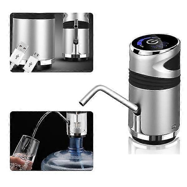 Automatisk elektrisk vattenpumpknappdispenser Gallonflaskdricksbrytare för vattenpumpningsenhet Silver