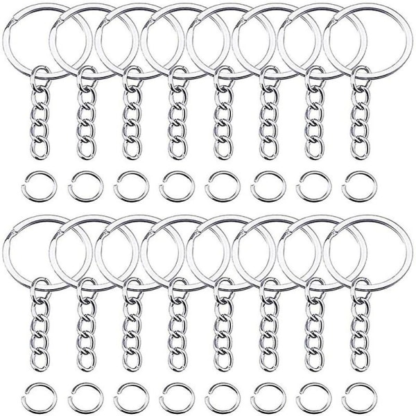 50 st Nyckelringar Nyckelring Nyckelringar i delad metall med länkkedjeögonnålar för hantverk, 30/25 mm diameter 30MM