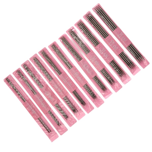 11 Storlekar 44st Dubbelspetsiga Stickor Set 2mm till 6mm 25cm Längd Rostfritt Stål DIY Stickor för Strumpor Mössor