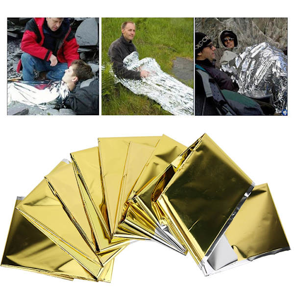 5 st. Vattentäta Nödsituationstäcken för Överlevnad, Reflekterande, Camping, Vandring, Jordbävningsräddning, Första Hjälpen, Guld
