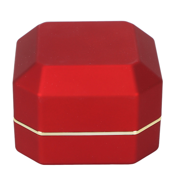 LED Ljus Ring Box Smycken Display Presentbox Smycken förvaringsfodral för förlovningsbröllopRöd
