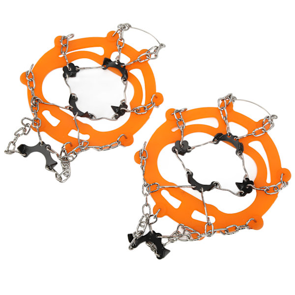 2 stk Isgreb Antislip Sko Spikes Beskyttelse Snegreb med 8 pigge til Vandring Gåture Bjergbestigning Orange