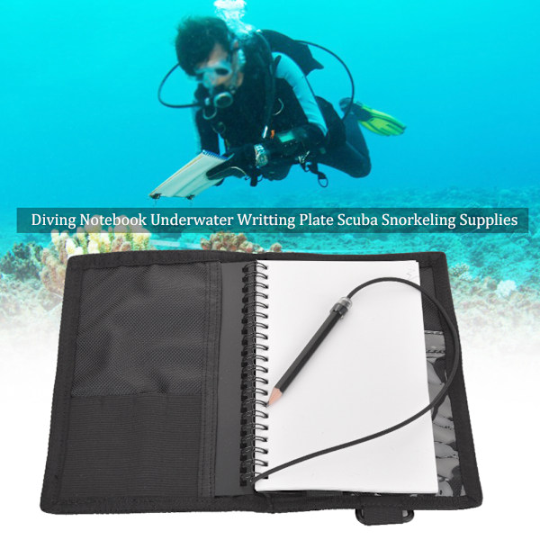 PU-belagt Nylon Dug Dykke Notesbog Vandtæt Skriveplade Scuba Snorkling Tilbehør Rød Stribe