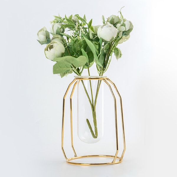 Transparenta hydroponiska växtvaser Blomkruka Bordsskiva Hemdekorationer Guld