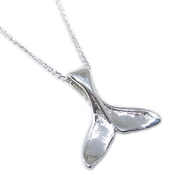 Whale Tail Sterling Silver hängsmycke på 20 tums fint kedja halsband - 8646