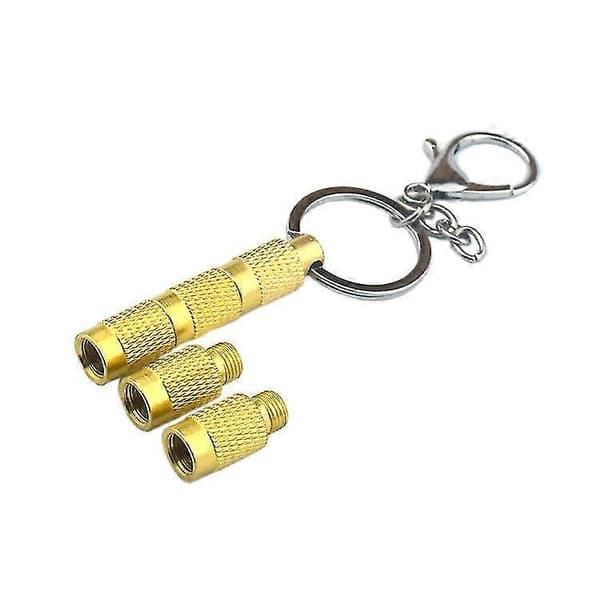 【LD】Automatisk avluftningsventil, bärbar däckavluftningsventil med nyckelring 4 i 1 ren koppar, guld