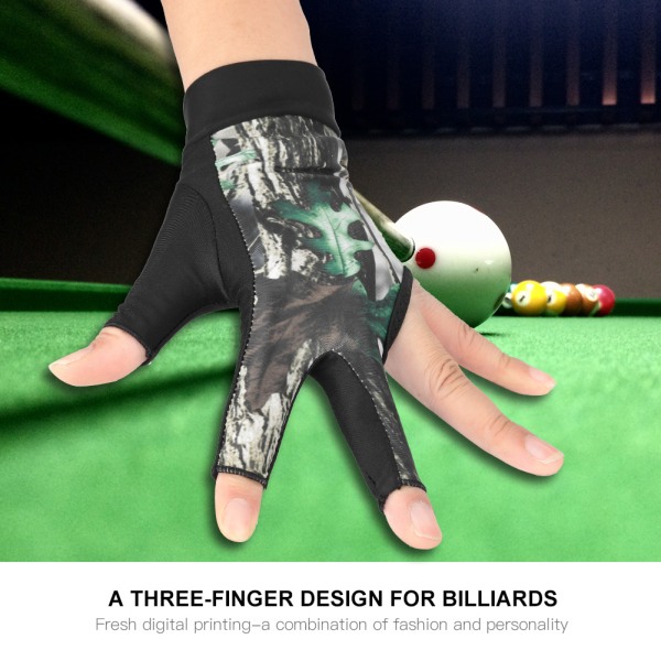 Boodun Unisex Vuxna 3-Finger Snooker Pool Cue Handskar Biljard Skyttar Handskar (Grön, L)