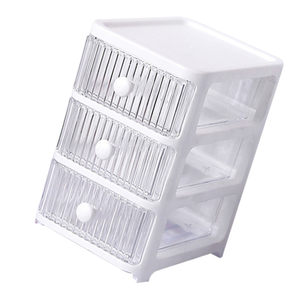 Desktop Storage Box with Drawers Multi-layer Transparent Multifunctional Stackable Desk Organizer for Home Bedroom Office 3 Layers