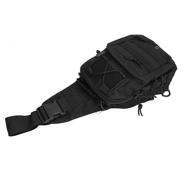 Sling Bag Flerlags Oppbevaring Brystveske Canvas Sling Ryggsekk for Sykling Vandring Camping Reise Svart