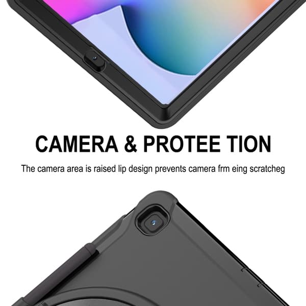 Etui med roterbart stativ til Kompatibel med Samsung Galaxy Tab S6 Lite Sort