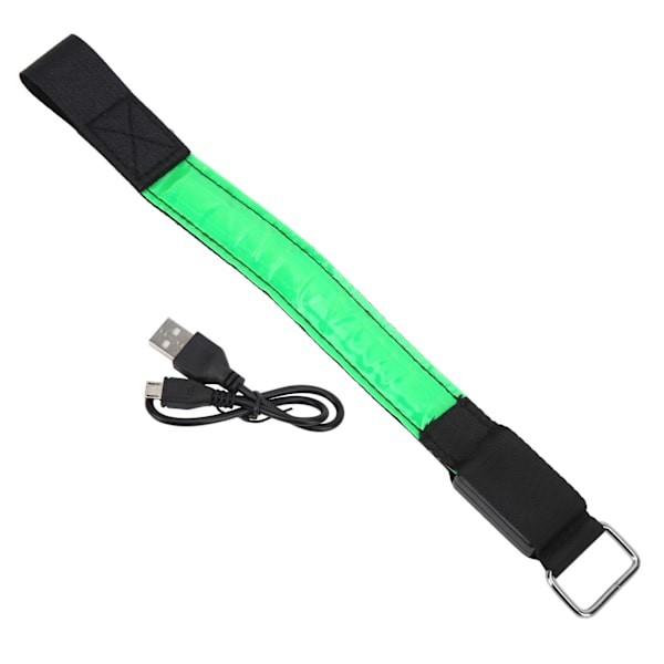 Udendørs Night Run Armbånd Light med LED Rechargeale Lattice Light Reflexive Lattice BandGrøn