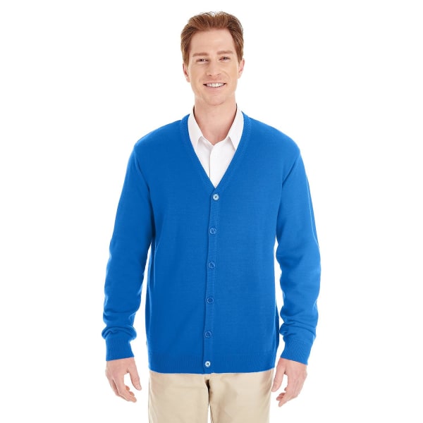 Harriton mænds Pilbloc V-hals cardigan sweater med knap TRUE ROYAL XL