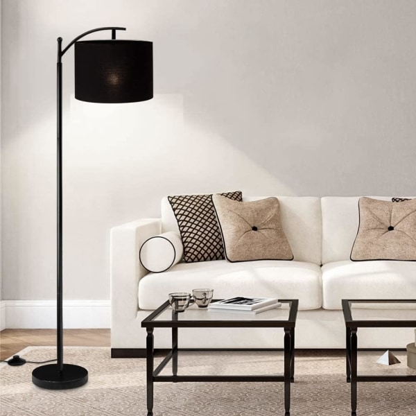 MINKUROW Handgjord cylindrisk lampskärm av linnetyg, för bordslampa, taklampa, golvlampa (svart, diameter 14 cm x höjd 20 cm)