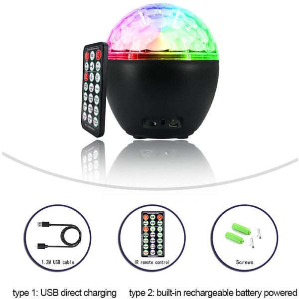 16 väriä Bluetooth Magic Ball Audio Light Stage Light Disco Projektiovalo USB akun latauksella