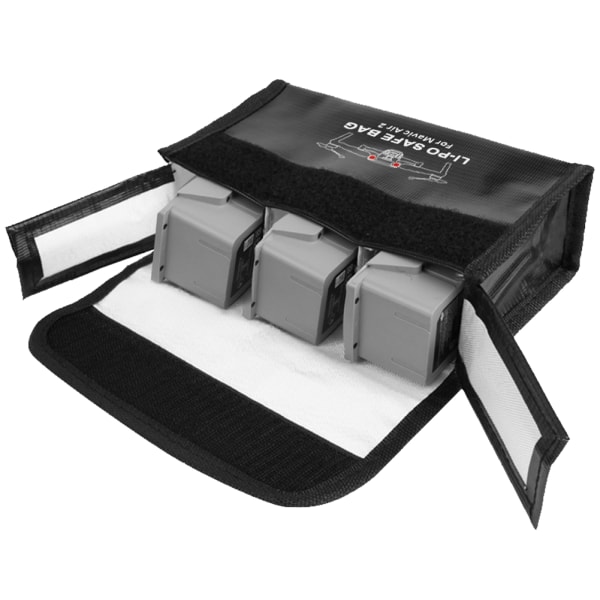 Drone Batteri Sikker Taske Eksplosionssicher Brandsikker Opbevaring Beskyttelsesetui Passer til DJI Mavic Air 2 (3 Batteri Rum)