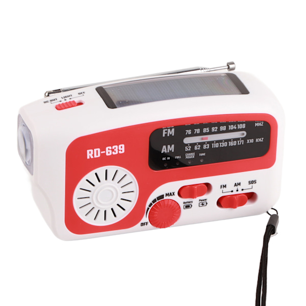 RD639 Solcelle Radio Nød Lader for Mobiltelefon Håndsveiv AM FM Radio med LED Lommelykt