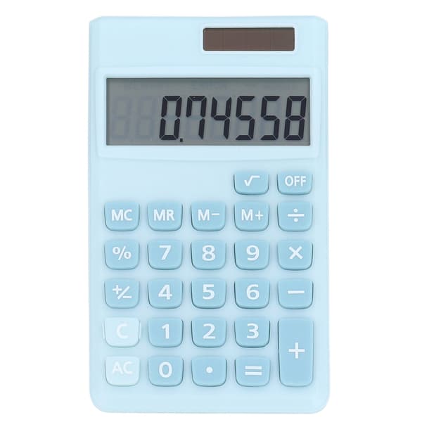 Calculator 8-Digit Solar Battery Dual Power Handheld Pocket Calculator with Large LCD Display Large Sensitive Button Refreshing Blue