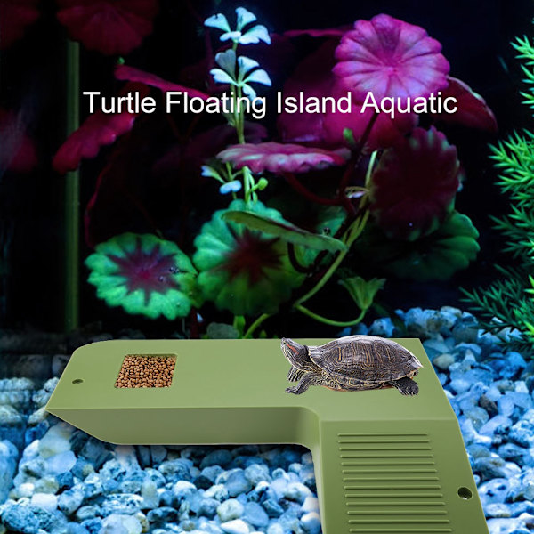 Skildpadde Frø Flydende Ø Vanddyr Reptil Habitat Tilbehør Akvarium Dekoration (Grøn)