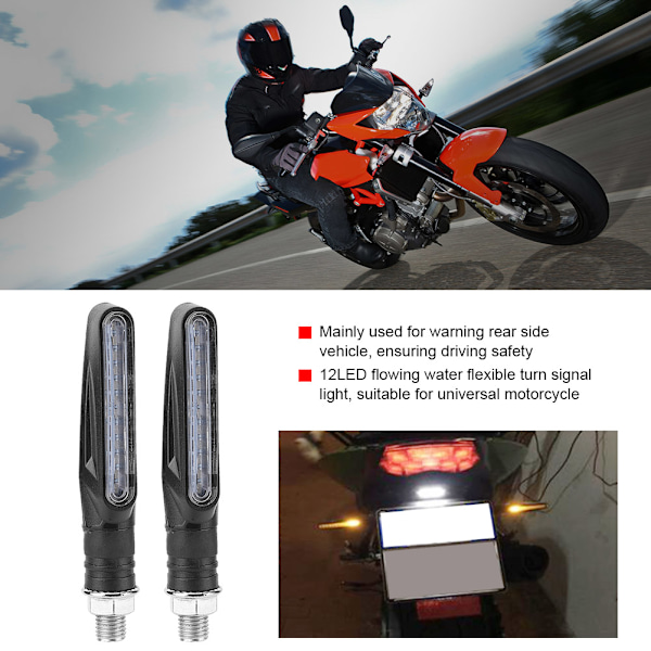 1 par 12LED Universal Motorcykel Flydende Vand Blinklys Indikator