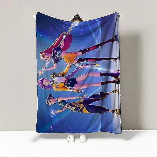 K-Pop Demon Hunters-tema flanellteppe lunsjpause-teppe sengeteppe sofadekke I 150x200cm