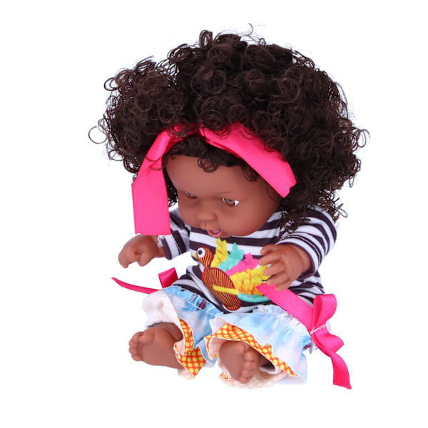 25 cm / 9,8 tum afrikanska flickdockor Naturtrogna babylekdocka Barn Småbarnsleksak FödelsedagspresentQ8-051C