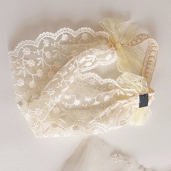 Tyttöjen Pitsihiuskat söpö Elegantti Retro Prinsessatyyli Käsintehty Pitsihiuskat Juhliin Syntymäpäiville Festivaaleille Beige