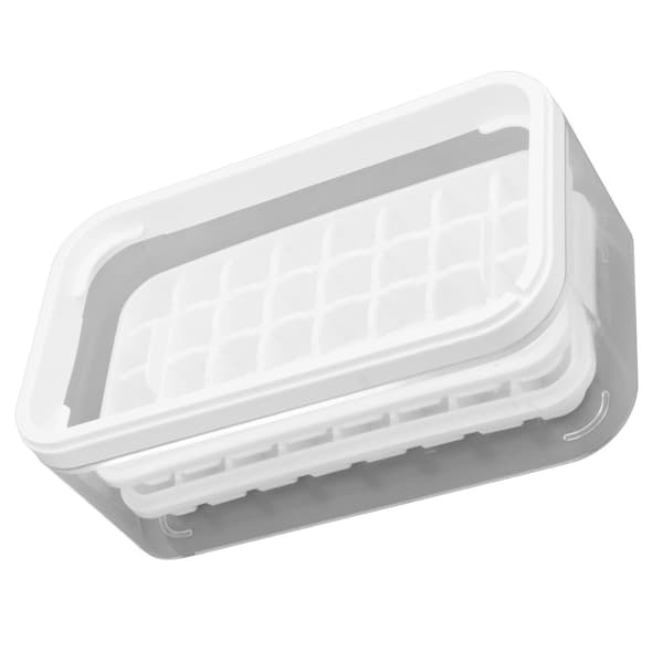 Ice Cube Tray 32 Grids Double Layer Easy Release Ice Maker Mold with Lid for Cocktail Whiskey Coffee White
