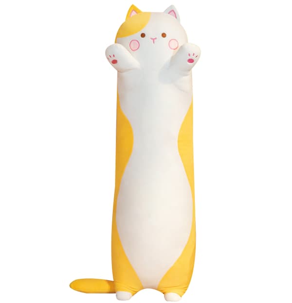 Søt kosedyrkatt lang kroppspute gul[LD] yellow 90CM