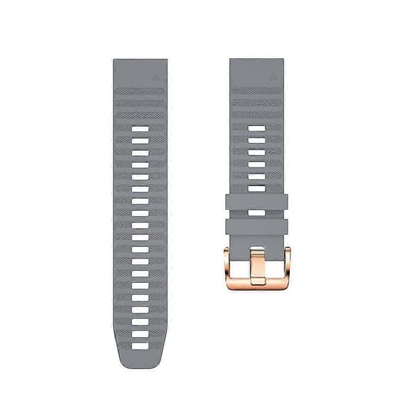 Klokkerem til Garmin Fenix 7s / 6s Pro / 5s Plus / Instinct 2s, horisontale striper silikonrem 20 mm med rosegullspenne Grey