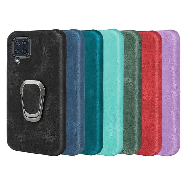 Støtsikkert lærfutteral med oval kickstand Kompatibel med Samsung Galaxy M32 - Lilla Lila purple