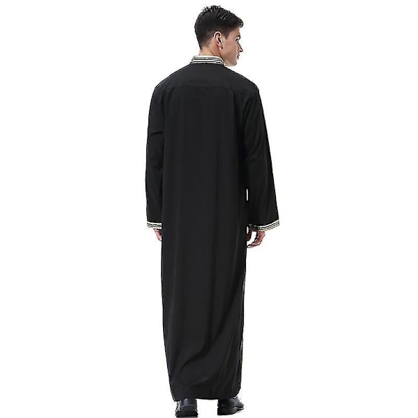 Islamisk Mænds Lange Robe Dubai Arabisk Thobe Kaftan XL Sort